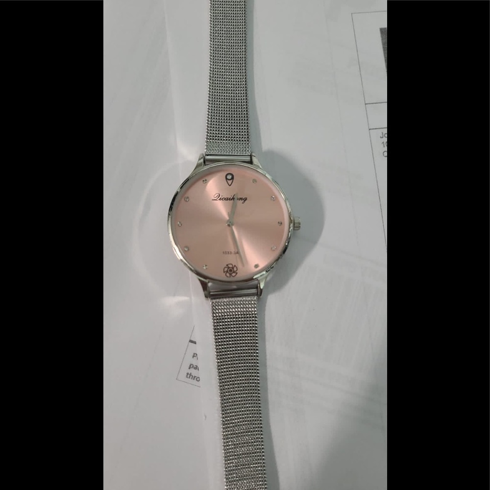 SILVER PINK Luxury Women Green Dial Bracelet Quart - Picture 4 of 5